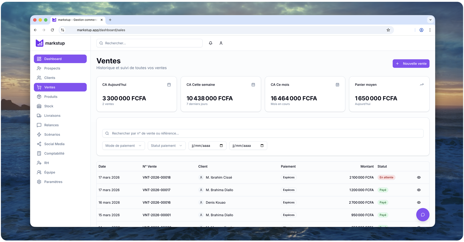 Module ventes et produits markstup